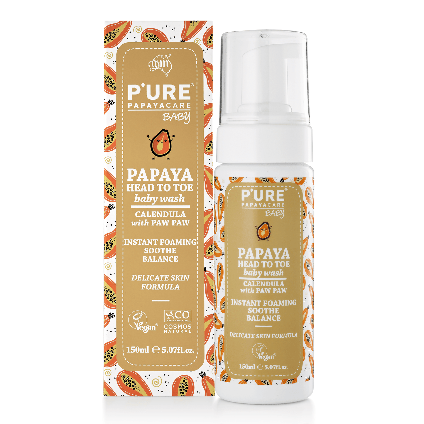 Baby Head to Toe Wash - Organic Baby Body Wash for Sensitive Skin - P'URE Papayacare Natural & Organic skin care