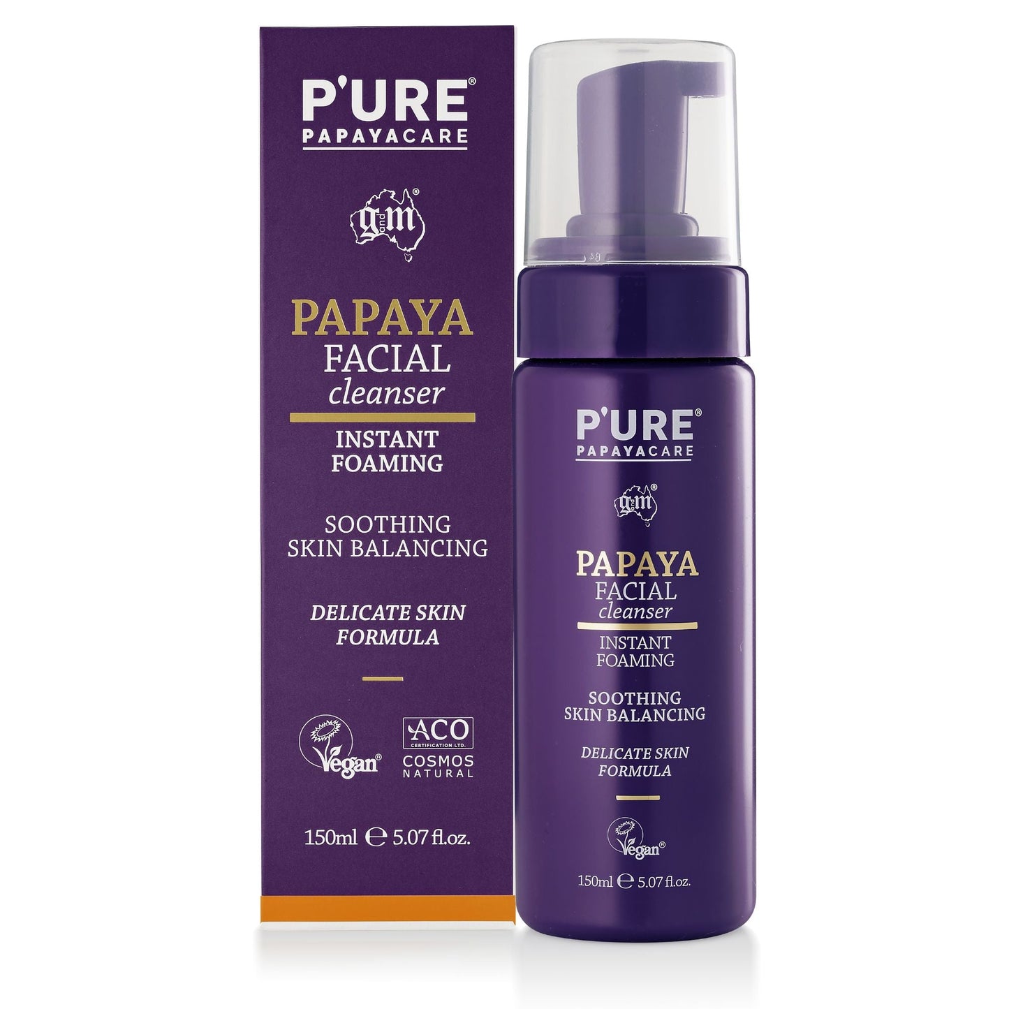 Face Cleanser for Sensitive Skin 150ml Natural Paw Paw Face Wash - P'URE Papayacare Natural & Organic skin care