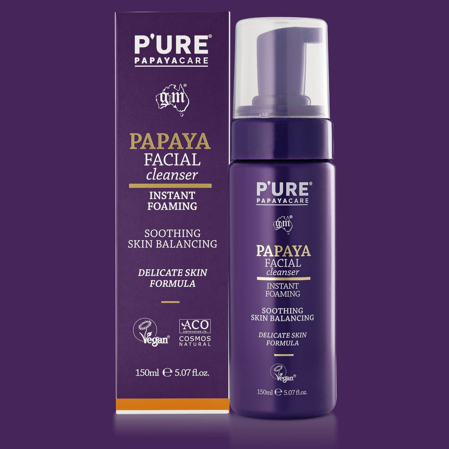 Face Cleanser for Sensitive Skin 150ml Natural Paw Paw Face Wash - P'URE Papayacare Natural & Organic skin care