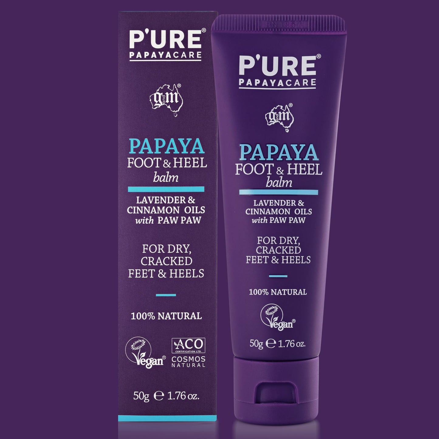 Natural Cracked Foot & Heel Balm 50g - P'URE Papayacare Natural & Organic skin care