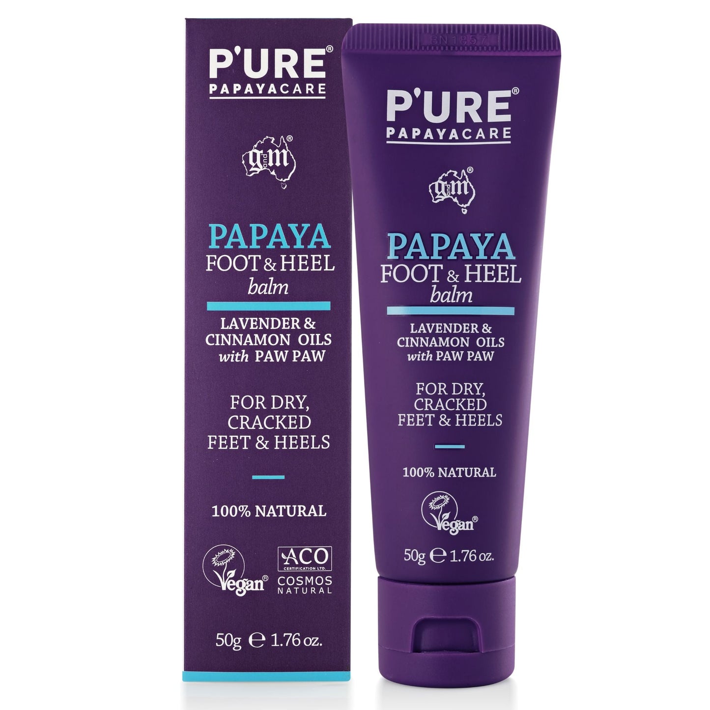 Natural Cracked Foot & Heel Balm 50g - P'URE Papayacare Natural & Organic skin care