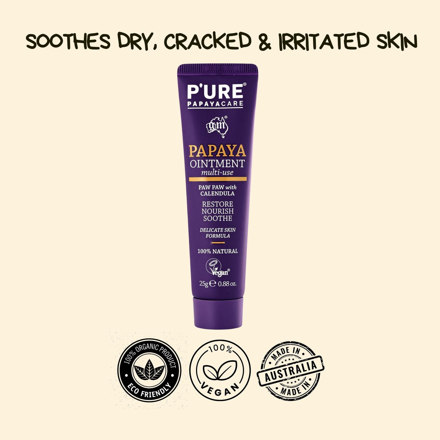 Paw Paw Ointment Multi - Use Pawpaw Balm 25g Natural Cracked Skin Remedy - P'URE Papayacare Natural & Organic skin care