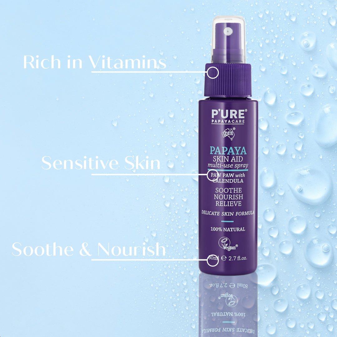 Sensitive & Irritated Skin Spray 80ml PawPaw Skin Aid Spray - P'URE Papayacare Natural & Organic skin care