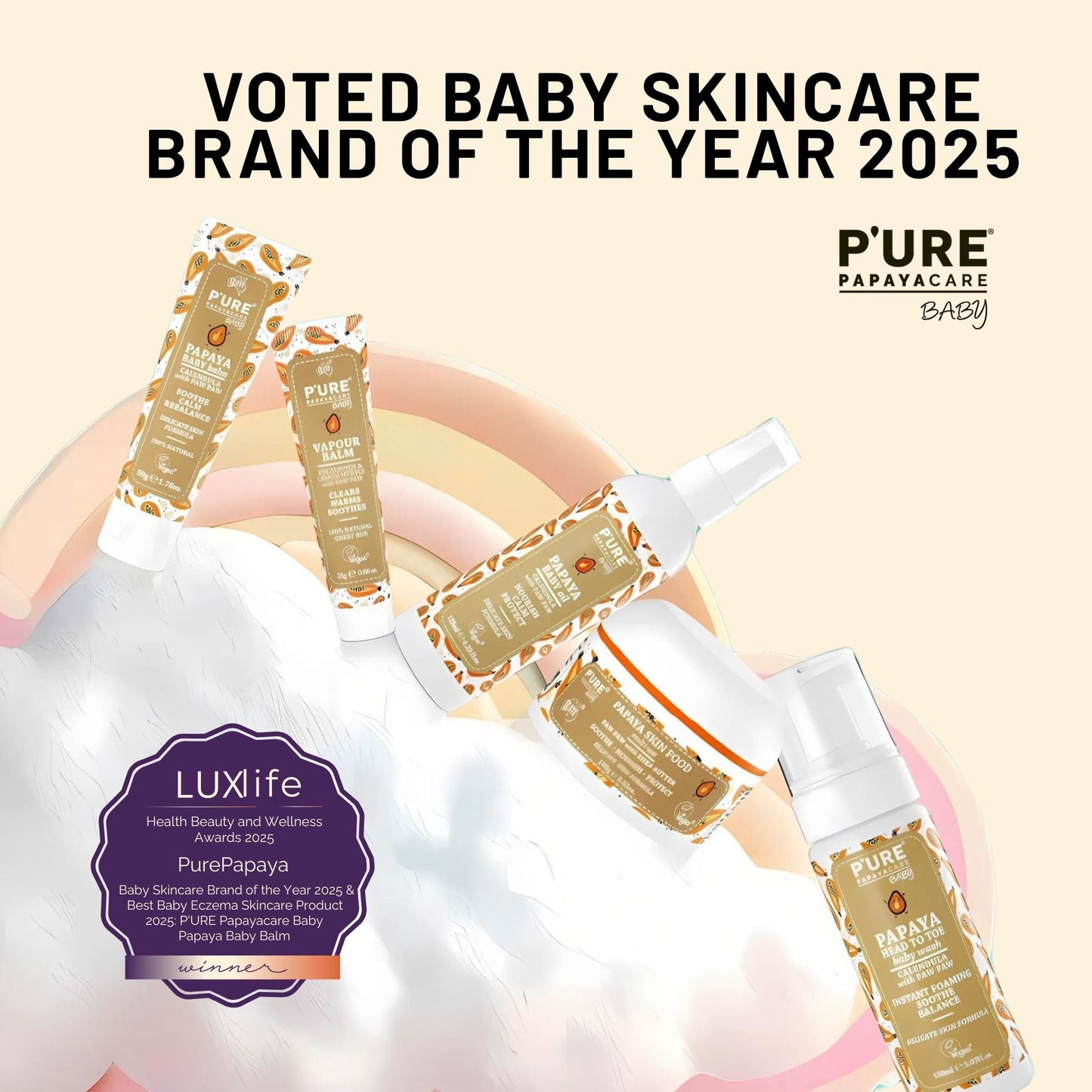 Baby Dry Skin, Nappy Rash, Cradle Cap Treatment 100g Papaya Skin Food - P'URE Papayacare Natural & Organic skin care