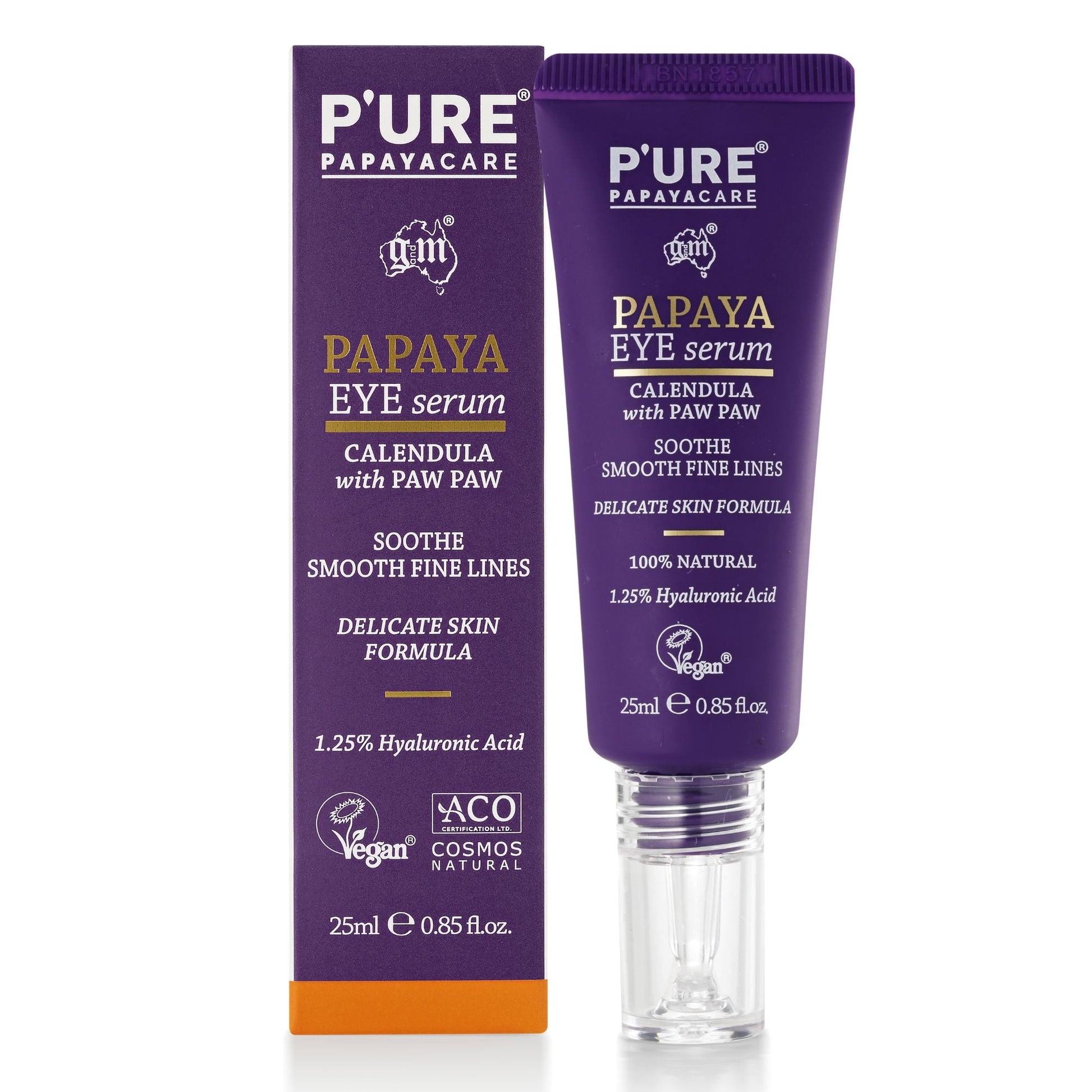 Natural Paw Paw Eye Serum 25ml Serum for Tired Eyes & Fine Lines - P'URE Papayacare Natural & Organic skin care