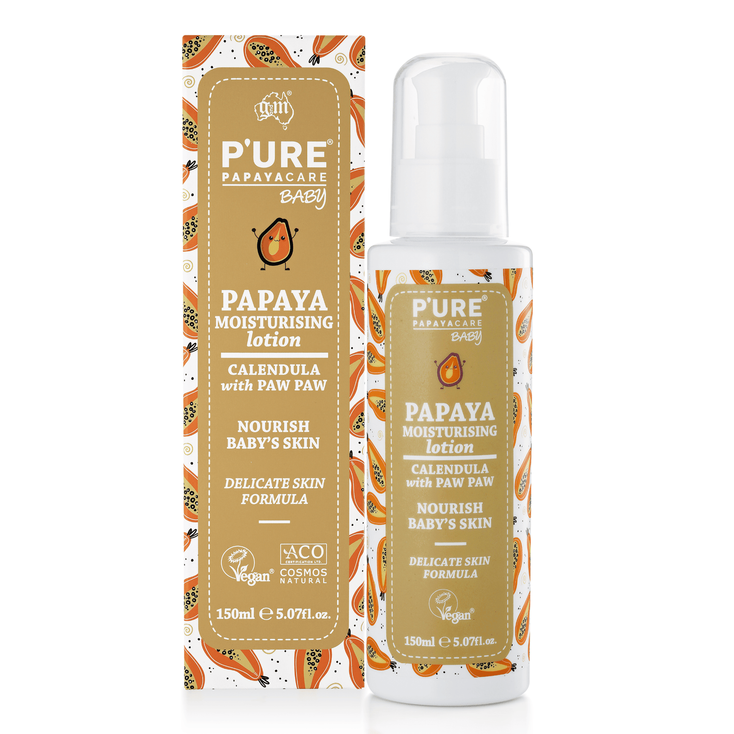Organic Baby Moisturising Lotion 150ml - P'URE Papayacare Natural & Organic skin care