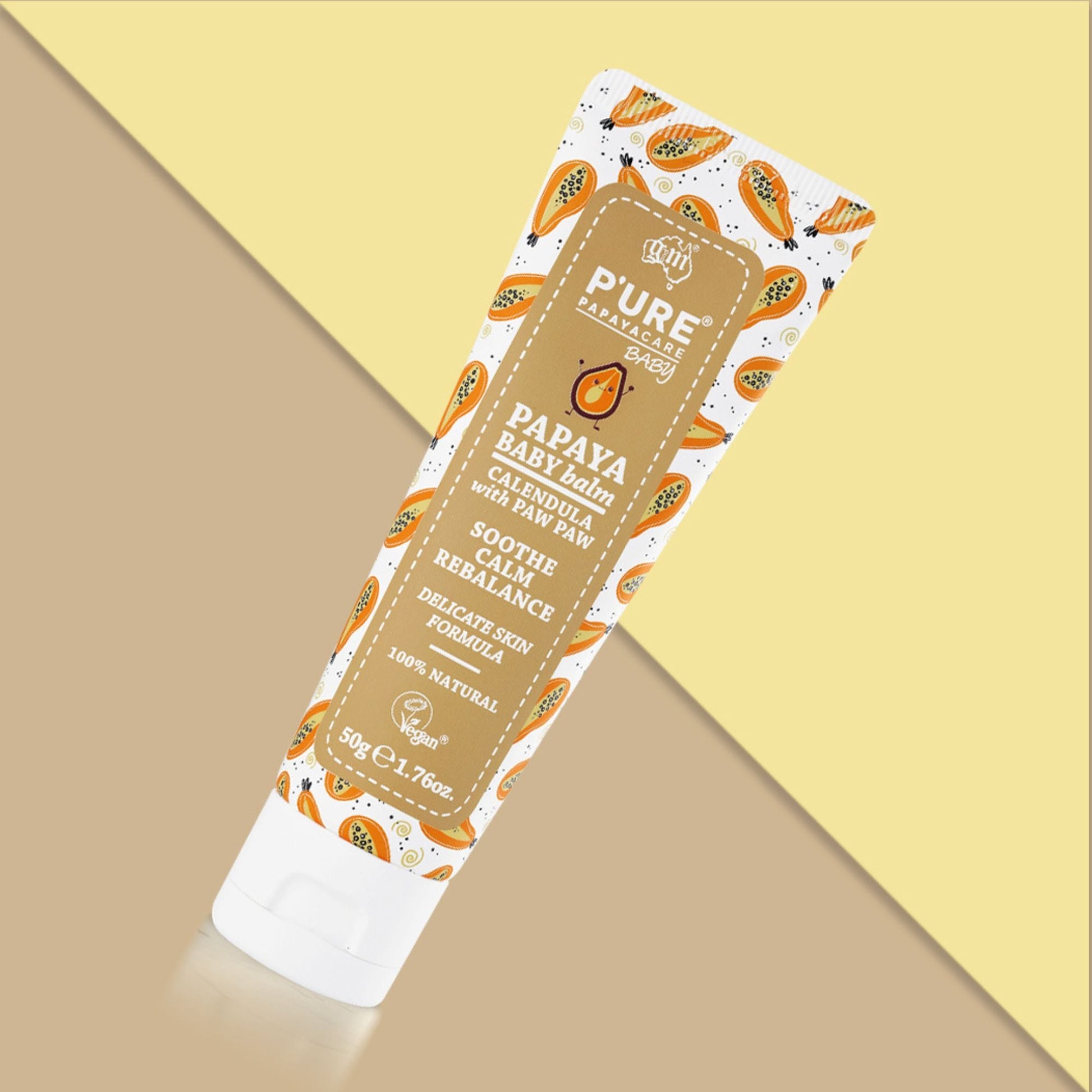 Organic Natural Paw Paw Baby Balm for Dry Skin, Cradle Cap & Nappy Rash 50g - P'URE Papayacare Natural & Organic skin care