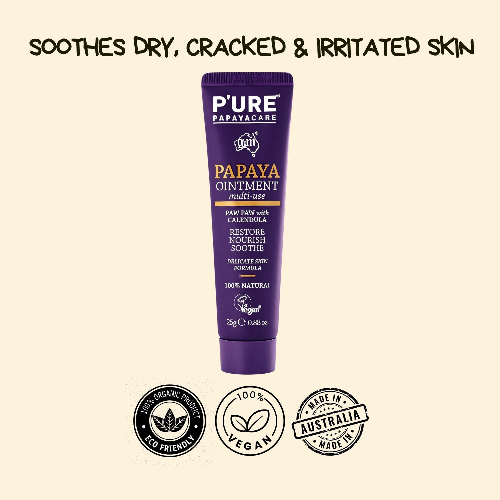 Paw Paw Ointment Multi - Use Pawpaw Balm 25g Natural Cracked Skin Remedy - P'URE Papayacare Natural & Organic skin care