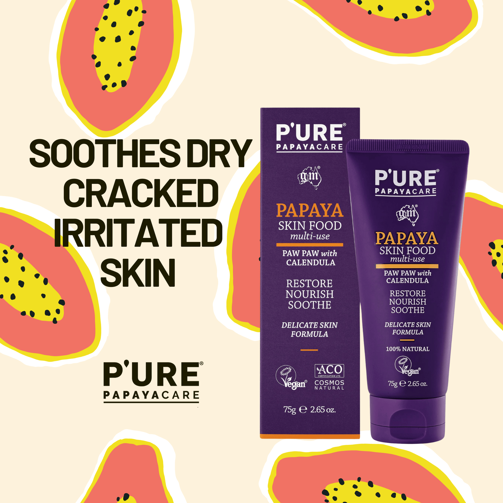 Paw Paw Skin Food 75g Natural Dry Skin Lotion & Eczema Balm - P'URE Papayacare Natural & Organic skin care