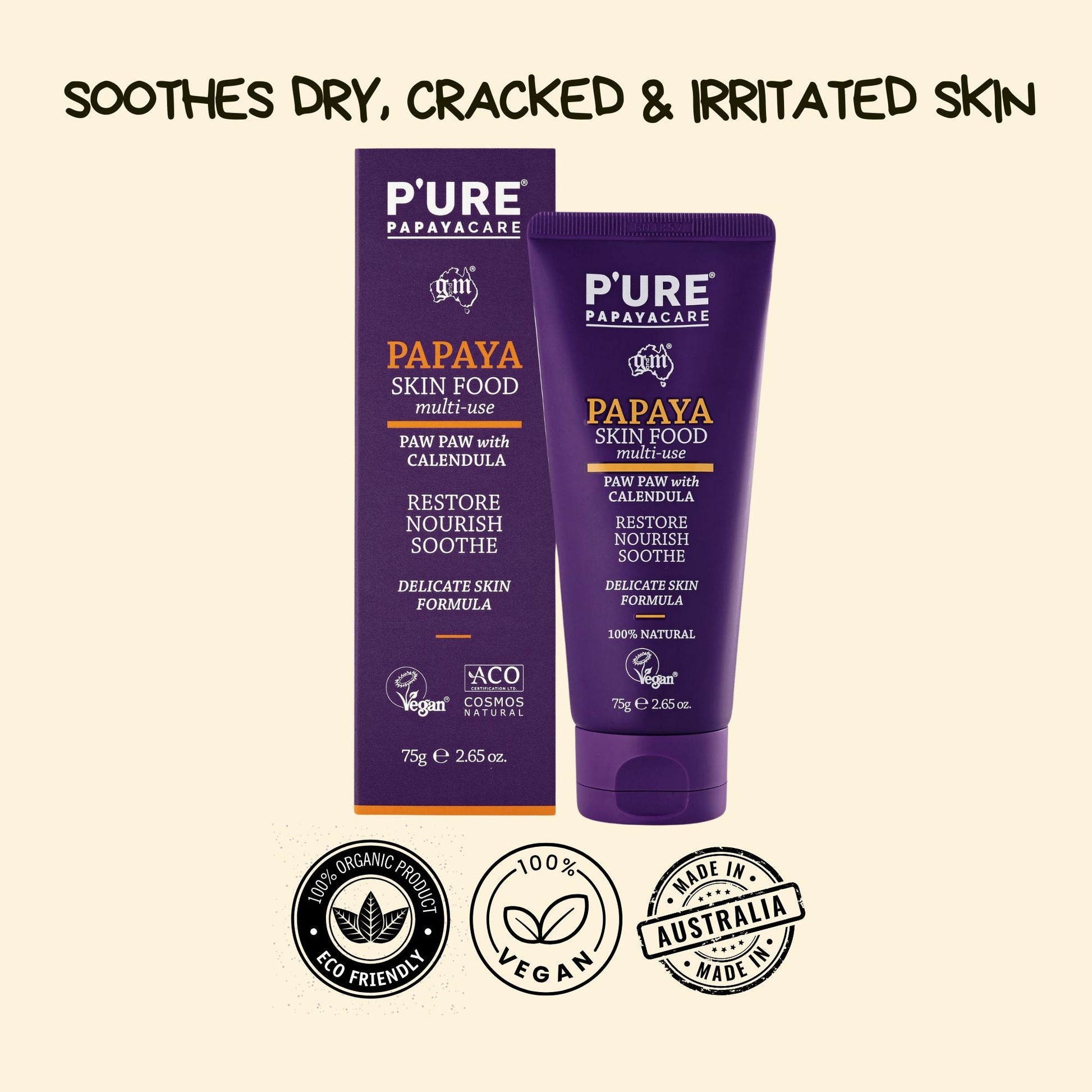 Paw Paw Skin Food 75g Natural Dry Skin Lotion & Eczema Balm - P'URE Papayacare Natural & Organic skin care